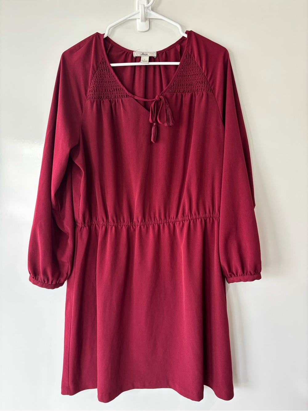 Bass Women's Burgundy Long-Sleeve Tie-Neck Dress